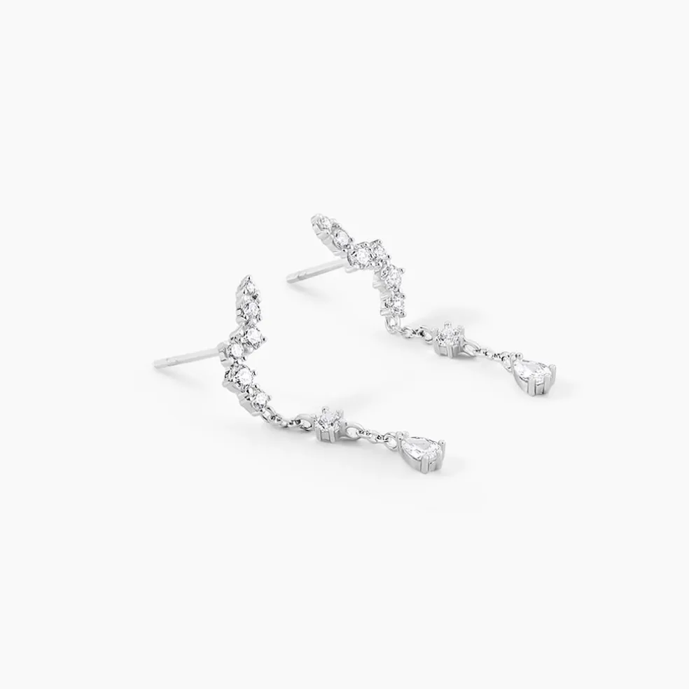 Boucles D'oreilles Pendantes Lir Argent Blanc Oxyde De Zirconium