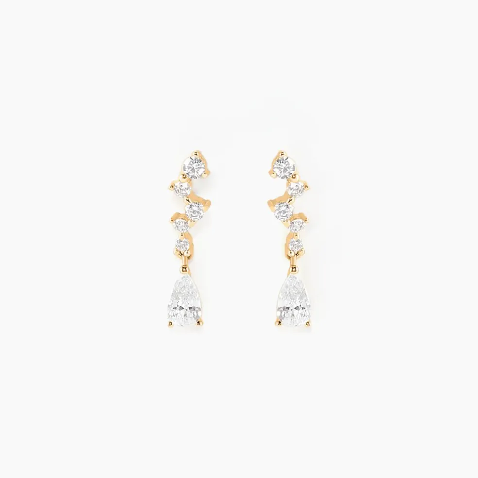 Boucles D'oreilles Pendantes Cegolene Or Jaune Oxyde De Zirconium