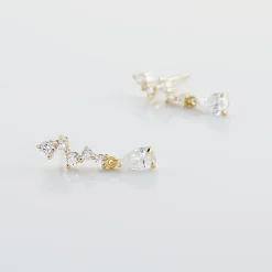Boucles D'oreilles Pendantes Cegolene Or Jaune Oxyde De Zirconium