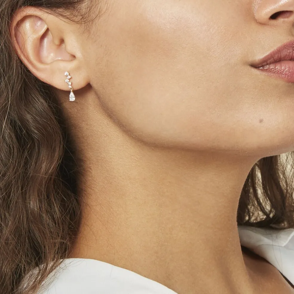 Boucles D'oreilles Pendantes Cegolene Or Jaune Oxyde De Zirconium