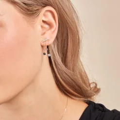 Boucles D'oreilles Pendantes Universe Or Jaune Topaze Améthyste