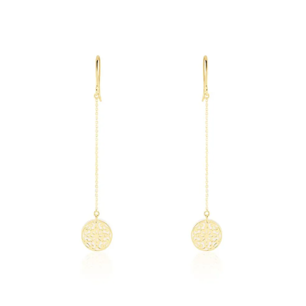 Boucles D'oreilles Pendantes Naïade Or Jaune Nacre