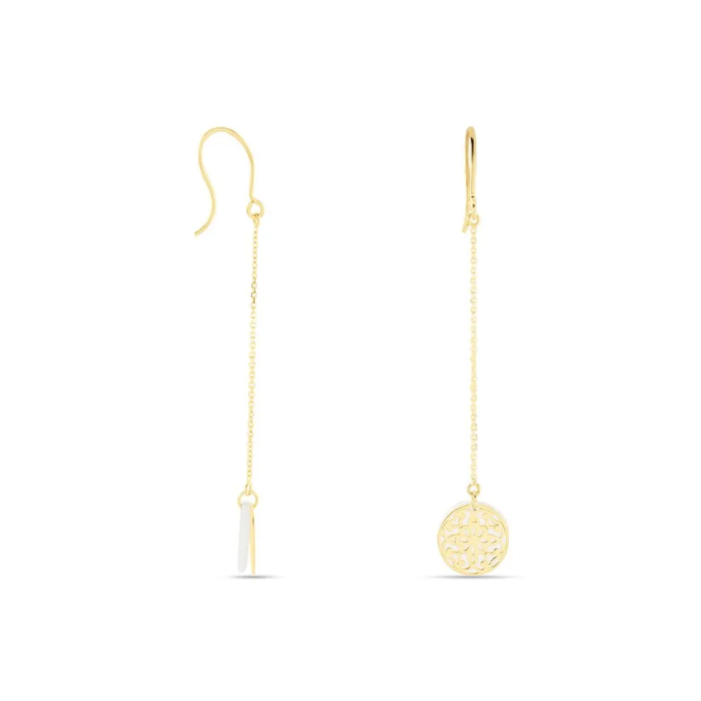 Boucles D'oreilles Pendantes Naïade Or Jaune Nacre
