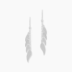 Boucles D'oreilles Pendantes Alli Argent Blanc