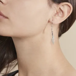 Boucles D'oreilles Pendantes Alli Argent Blanc