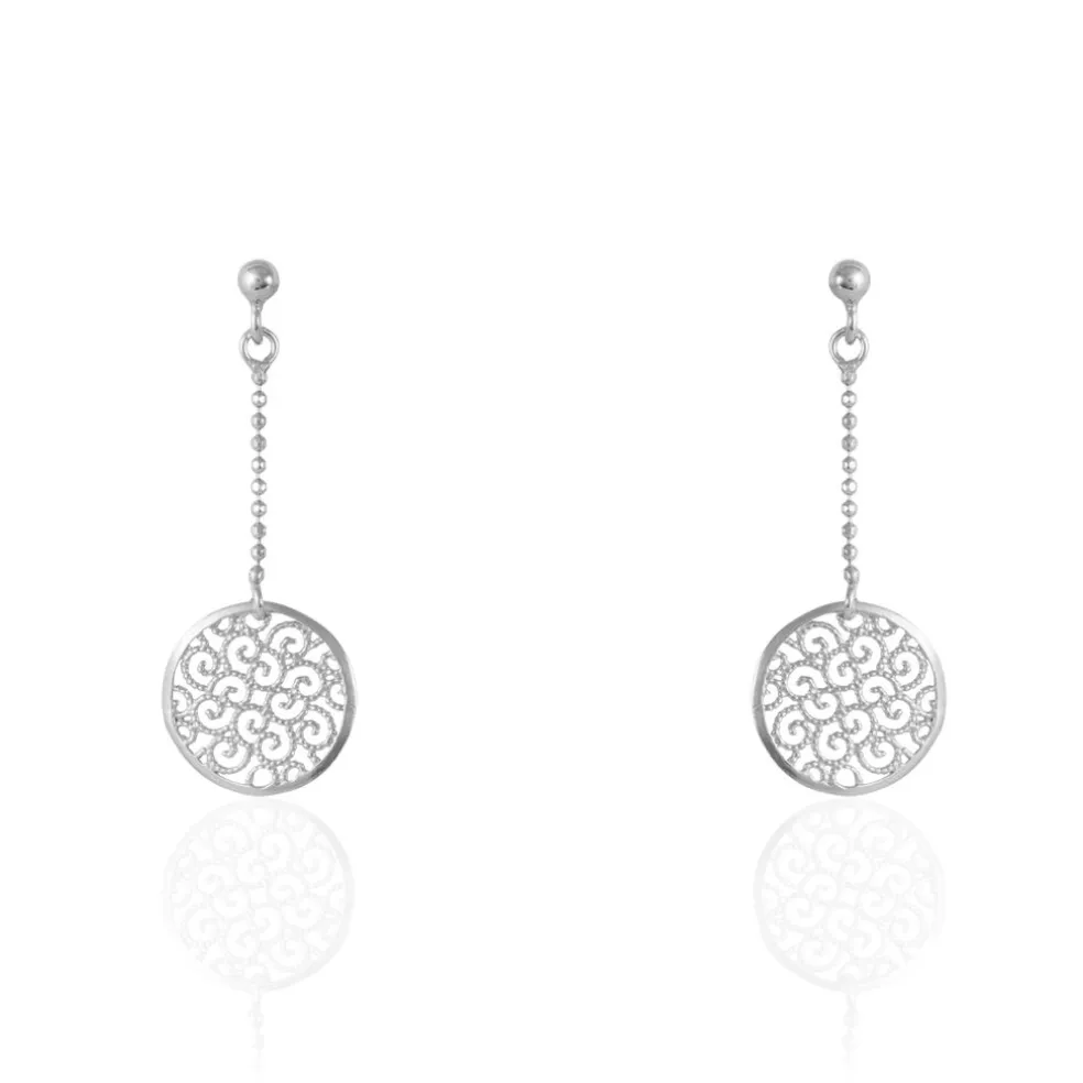 Boucles D'oreilles Pendantes Setti Argent Blanc