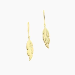 Boucles D'oreilles Pendantes Indian Nature Feuilles Or Jaune