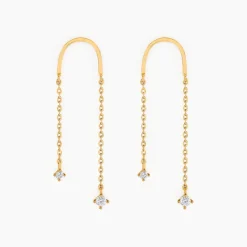Boucles D'oreilles Pendantes Falling Star Or Jaune Oxyde De Zirconium