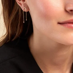 Boucles D'oreilles Pendantes Falling Star Or Jaune Oxyde De Zirconium