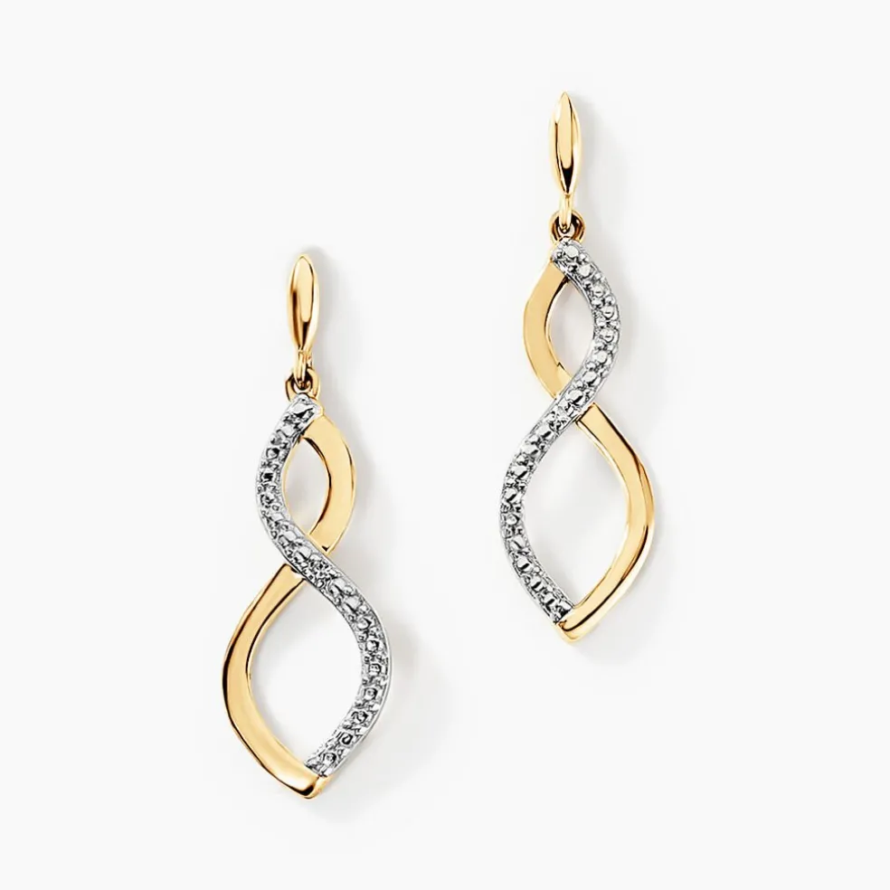 Boucles D'oreilles Pendantes Taimi Or Jaune Diamant