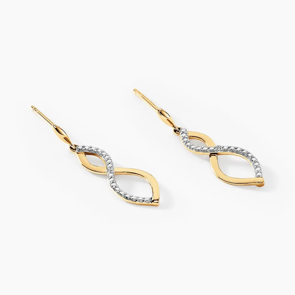 Boucles D'oreilles Pendantes Taimi Or Jaune Diamant