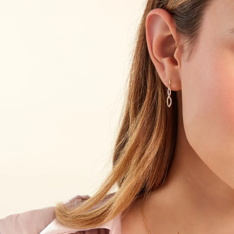 Boucles D'oreilles Pendantes Taimi Or Jaune Diamant