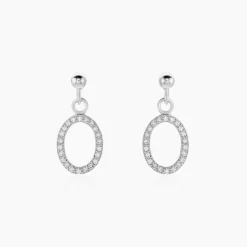 Boucles D'oreilles Pendantes Kimber Argent Blanc Oxyde De Zirconium