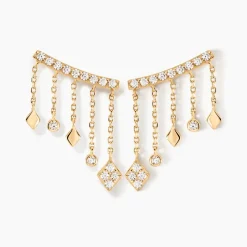 Boucles D'oreilles Pendantes Eclat D'etoile Or Jaune Oxyde