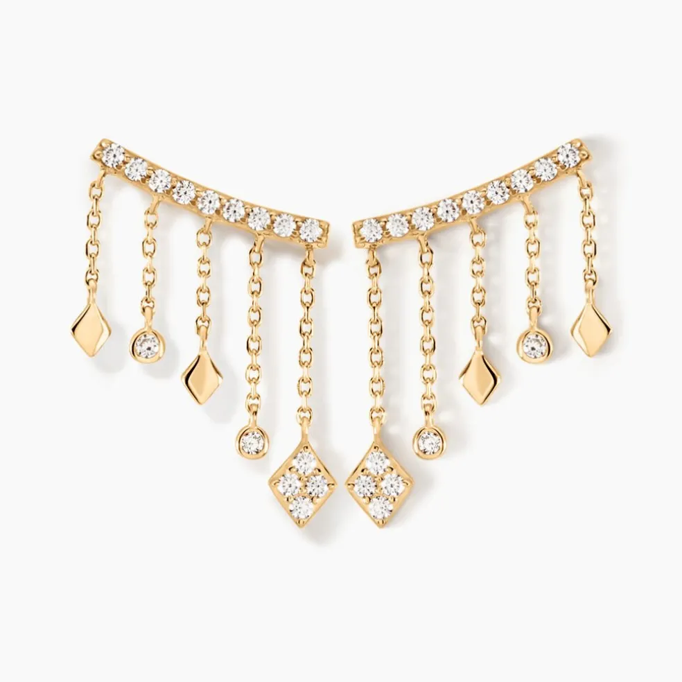 Boucles D'oreilles Pendantes Eclat D'etoile Or Jaune Oxyde