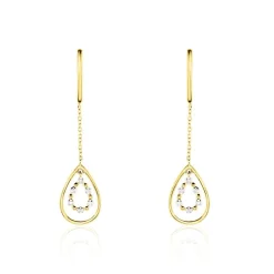 Boucles D'oreilles Pendantes Marganela Or Jaune Diamant