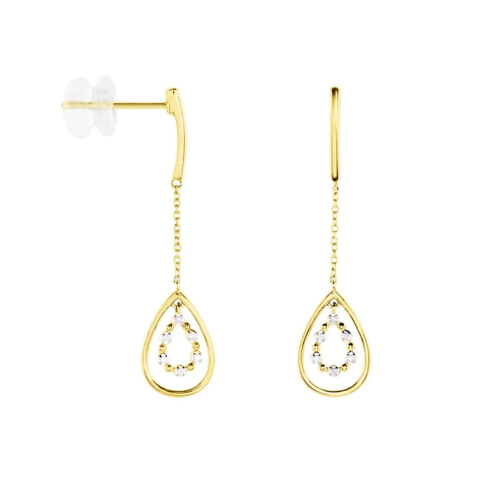 Boucles D'oreilles Pendantes Marganela Or Jaune Diamant
