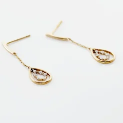 Boucles D'oreilles Pendantes Marganela Or Jaune Diamant