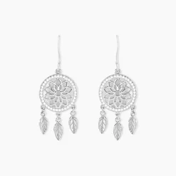 Boucles D'oreilles Pendantes Nemetona Argent Blanc Oxyde