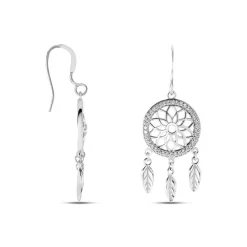 Boucles D'oreilles Pendantes Nemetona Argent Blanc Oxyde