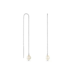 Boucles D'oreilles Pendantes Garance Argent Blanc Perle De Culture