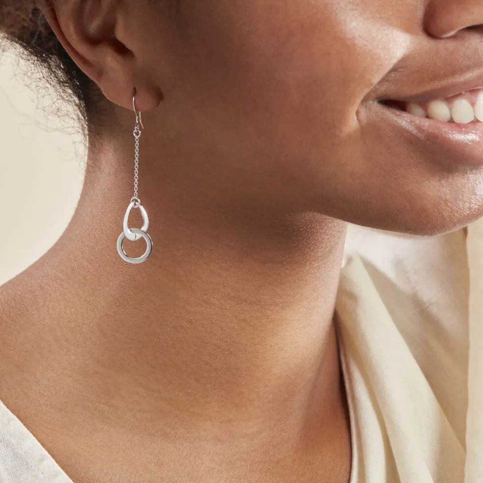 Boucles D'oreilles Pendantes Joy Argent Blanc