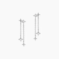 Boucles D'oreilles Pendantes Astre Precieux Argent Blanc Oxyde
