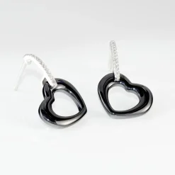 Boucles D'oreilles Pendantes Elodie Argent Blanc Oxyde Et Céramique