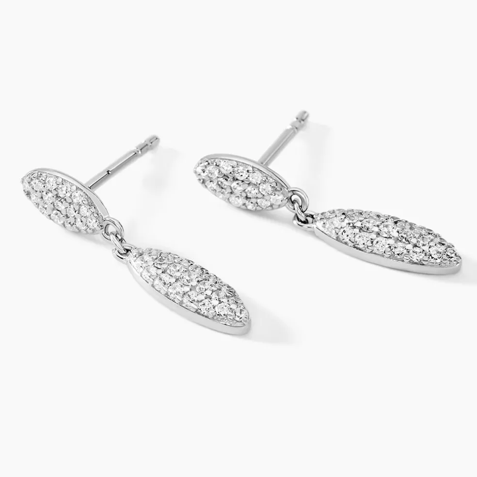 Boucles D'oreilles Pendantes Tiwa Argent Blanc Oxyde De Zirconium