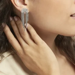 Boucles D'oreilles Pendantes Jakarta Argent Blanc