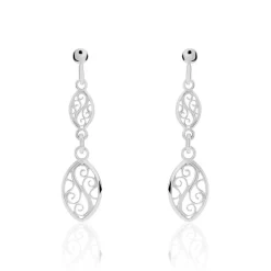 Boucles D'oreilles Pendantes Mahee Argent Blanc