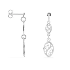 Boucles D'oreilles Pendantes Mahee Argent Blanc