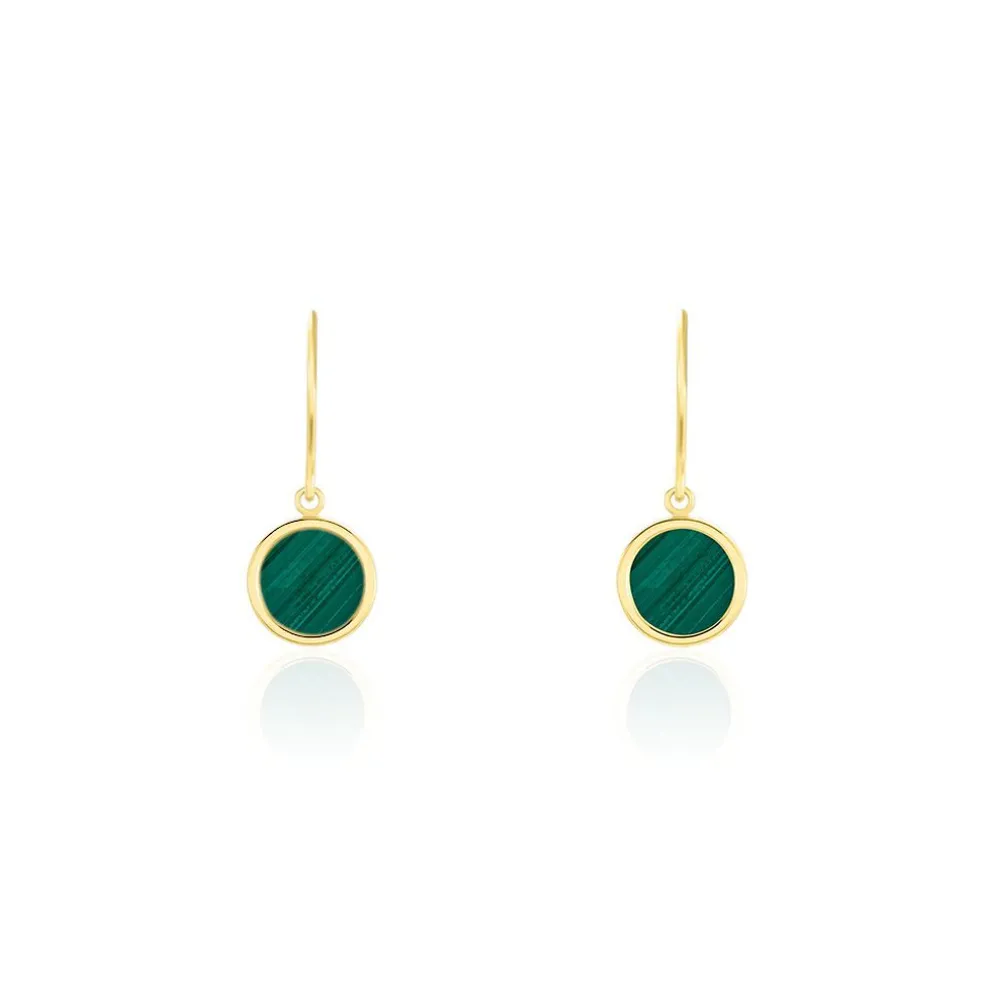 Boucles D'oreilles Pendantes Florica Or Jaune Malachite