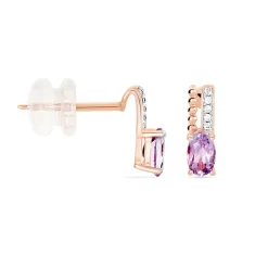 Boucles D'oreilles Pendantes Frannie Or Rose Amethyste Et Oxyde