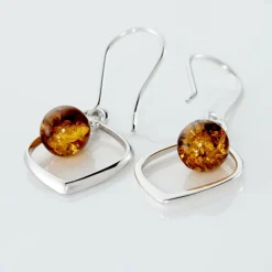 Boucles D'oreilles Pendantes Iva Argent Blanc Ambre