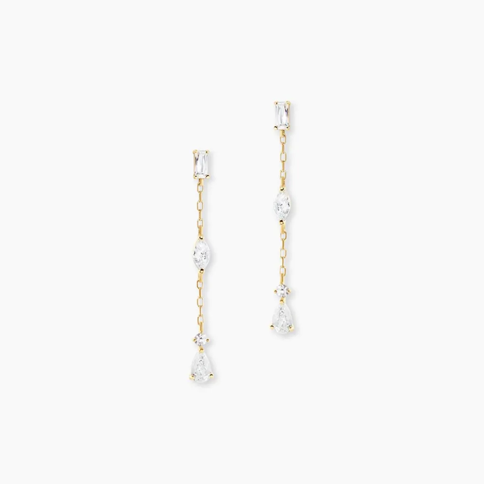 Boucles D'Oreilles Pendantes Sparkle Or Jaune Oxyde De Zirconium