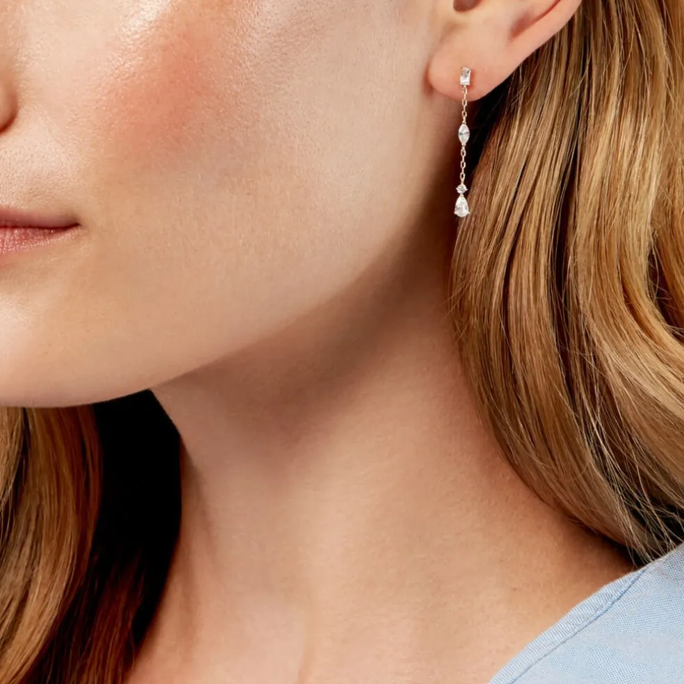 Boucles D'Oreilles Pendantes Sparkle Or Jaune Oxyde De Zirconium