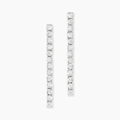Boucles D'oreilles Pendantes Moscovado Or Blanc Diamant Synthétique
