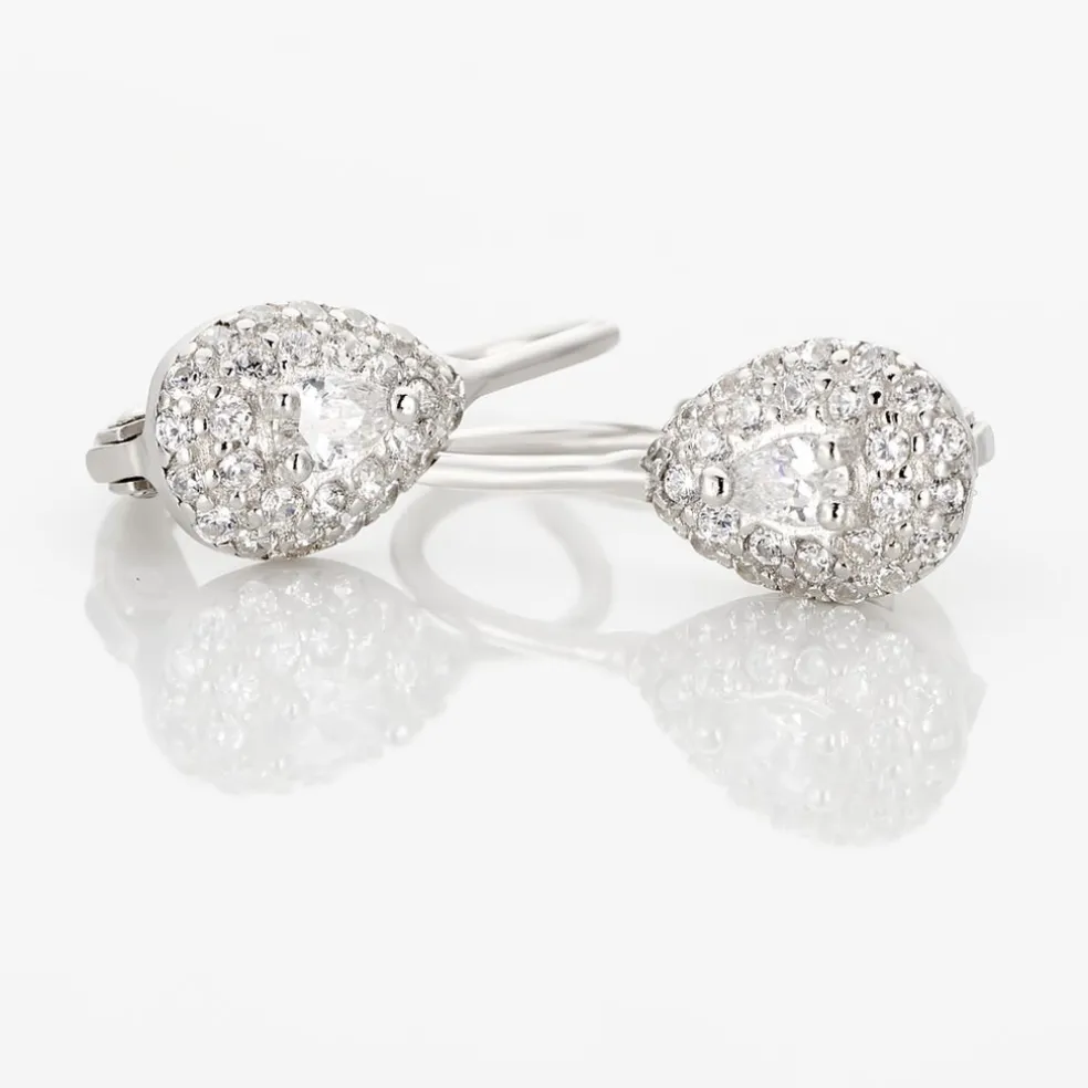 Boucles D'oreilles Pendantes Feyza Argent Blanc Oxyde De Zirconium