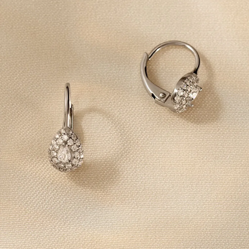 Boucles D'oreilles Pendantes Feyza Argent Blanc Oxyde De Zirconium