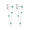 Boucles D'oreilles Pendantes Polka Argent Blanc