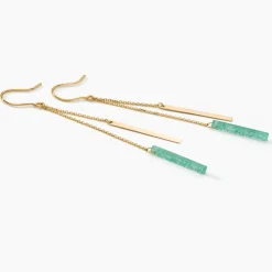Boucles D'oreilles Pendantes Halcyone Or Jaune Aventurine