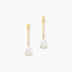 Boucles D'oreilles Pendantes Goutte Or Jaune Oxyde De Zirconium