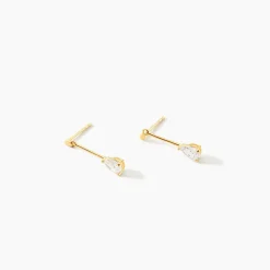 Boucles D'oreilles Pendantes Goutte Or Jaune Oxyde De Zirconium