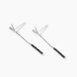 Boucles D'oreilles Pendantes Rachel Or Blanc Diamant