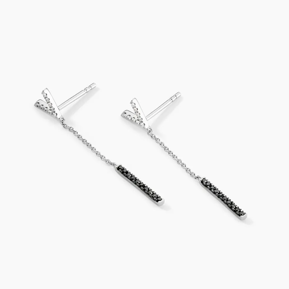 Boucles D'oreilles Pendantes Rachel Or Blanc Diamant