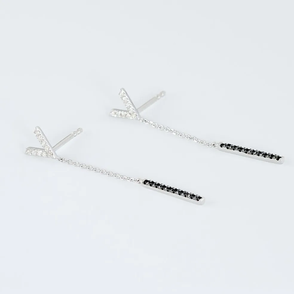 Boucles D'oreilles Pendantes Rachel Or Blanc Diamant