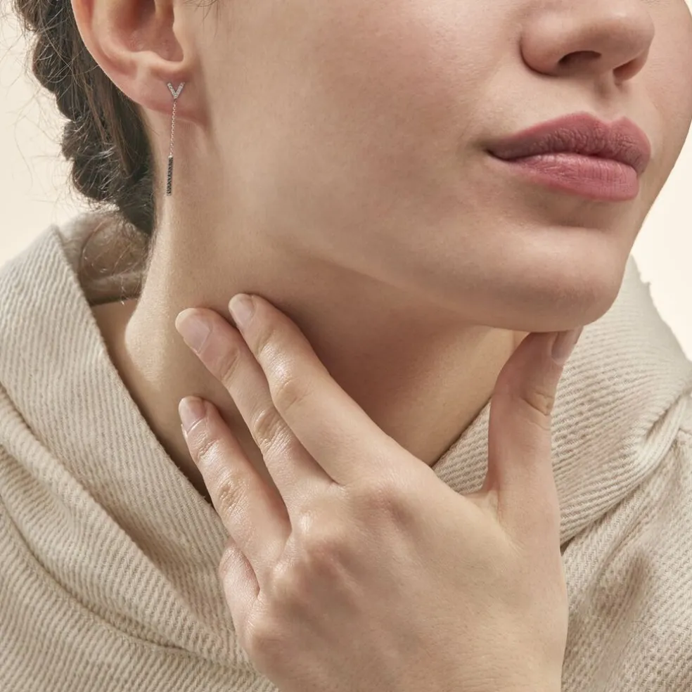 Boucles D'oreilles Pendantes Rachel Or Blanc Diamant