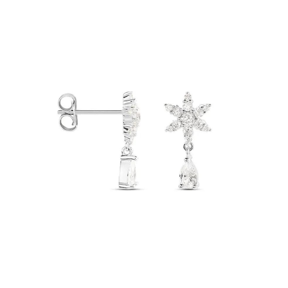 Boucles D'oreilles Pendantes Linas Argent Blanc Oxyde De Zirconium
