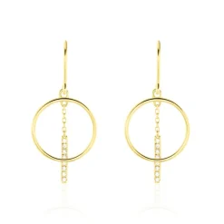 Boucles D'oreilles Pendantes Or Jaune Guda Oxyde De Zirconium